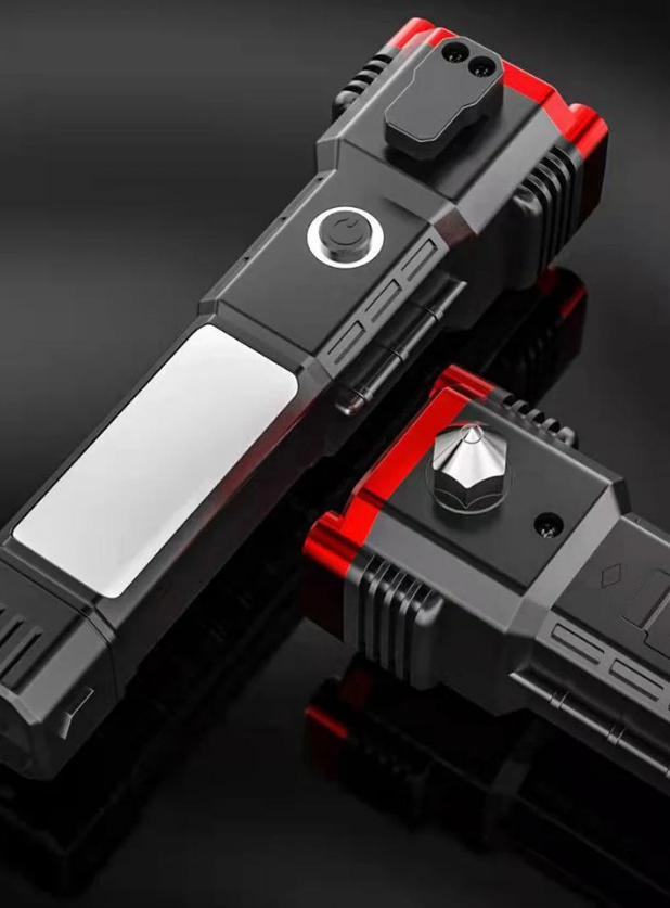Linterna Led 4 en 1 ™️ Linterna Multifuncional con cargador de objetos USB, martillo y cuchillo de acero