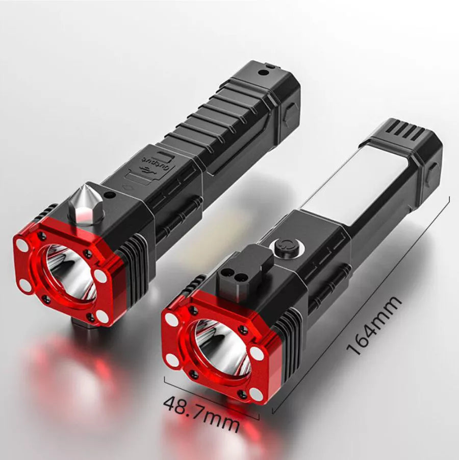 Linterna Led 4 en 1 ™️ Linterna Multifuncional con cargador de objetos USB, martillo y cuchillo de acero