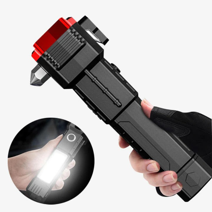 Linterna Led 4 en 1 ™️ Linterna Multifuncional con cargador de objetos USB, martillo y cuchillo de acero