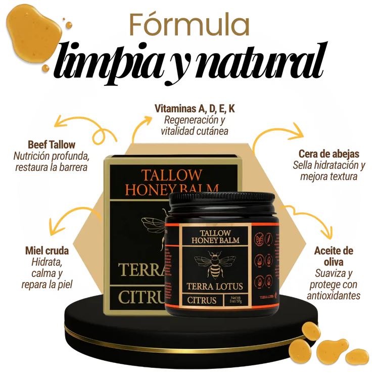 Terra lotus® - Bálsamo de sebo de res con miel cruda