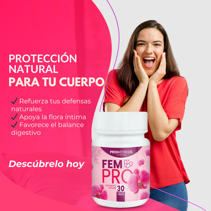 🌺 Probióticos femeninos FemPro – Tu defensa natural contra mal olor e incomodidad íntima