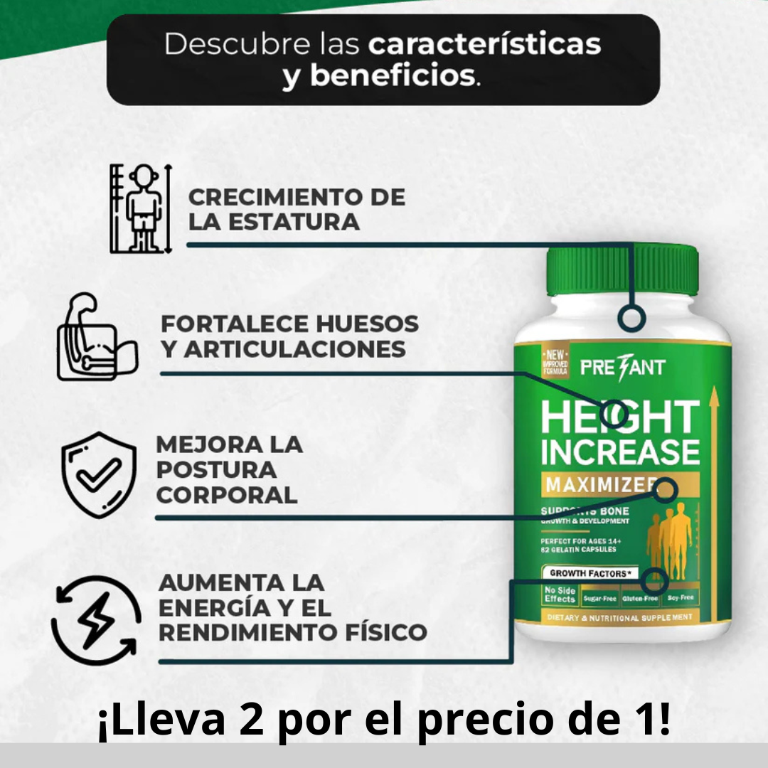 ¡Oferta 2X1! Suplemento de crecimiento para aumentar la estatura