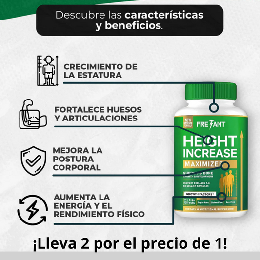 ¡Oferta 2X1! Suplemento de crecimiento para aumentar la estatura